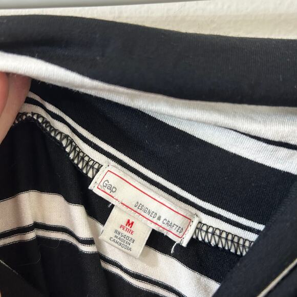 Gap Womens Sz Medium Petite Black & White Striped Foldover Jersey Maxi Skirt - Picture 3 of 5